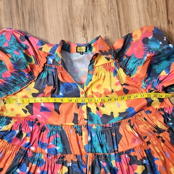 Love Highlight Empire Waist Babydoll Colorful Abstract Floral Print Dress NWOT - Picture 8 of 10